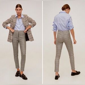 Mango Zip Front Plaid Pocket Slim Fit Trouser Pants